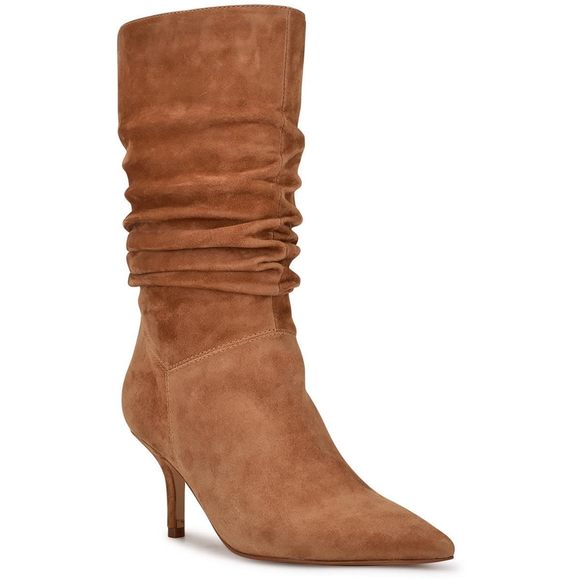 Nine West Womens Mycki Suede Pointed Toe Mid-Calf Boots Brown 9.5 Medium (B,M) - Picture 1 of 1